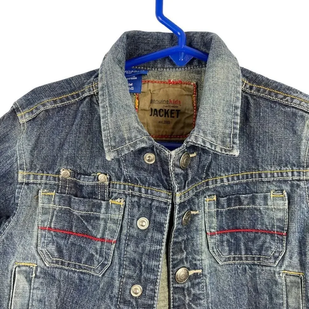 Oshkosh Genuine Kids Denim Jean Jacket Distressed 18 Months Snap Front